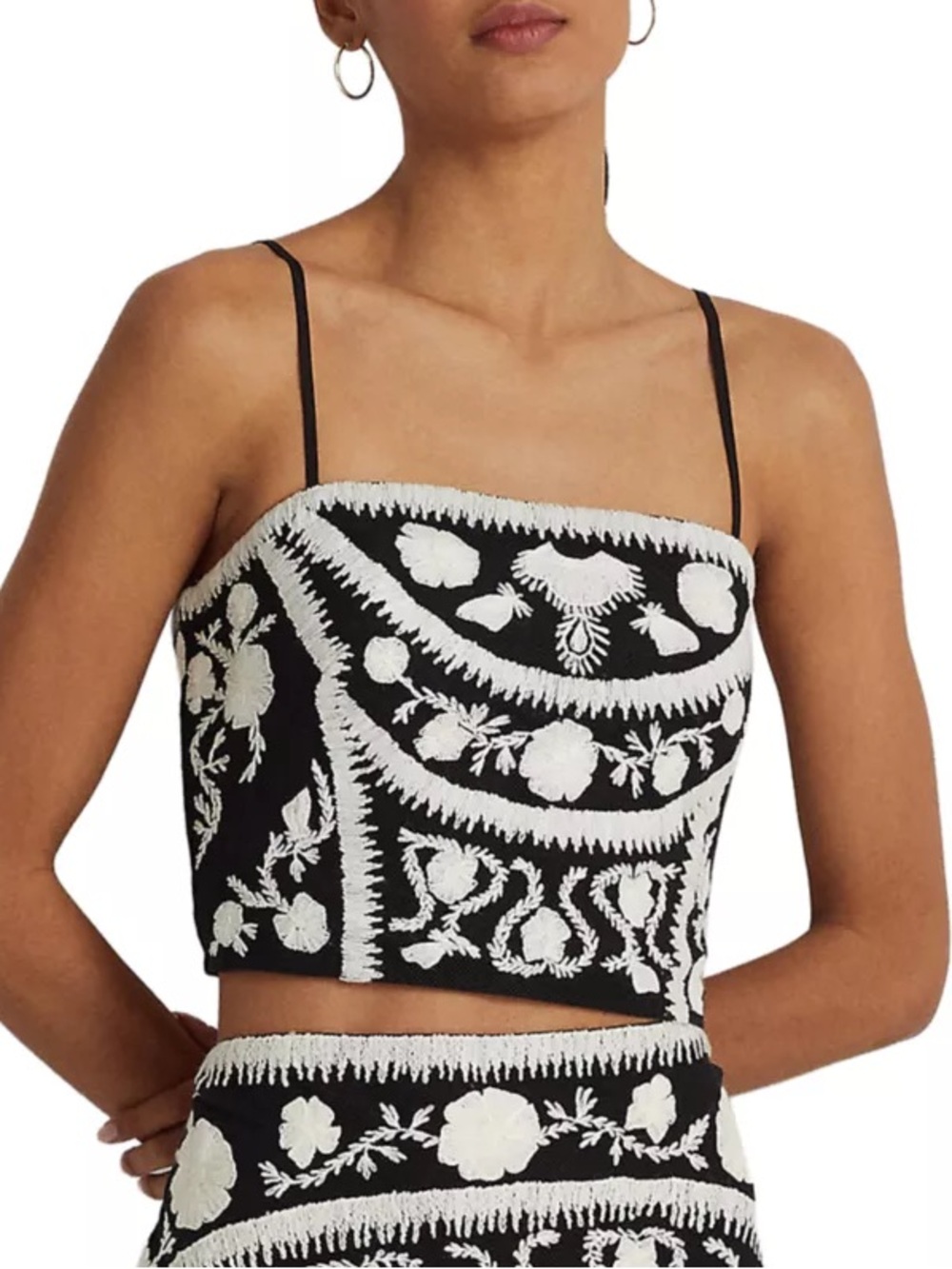 Lauren Ralph Lauren Embroidered Cropped Sleeveless Blouse Floral NWT